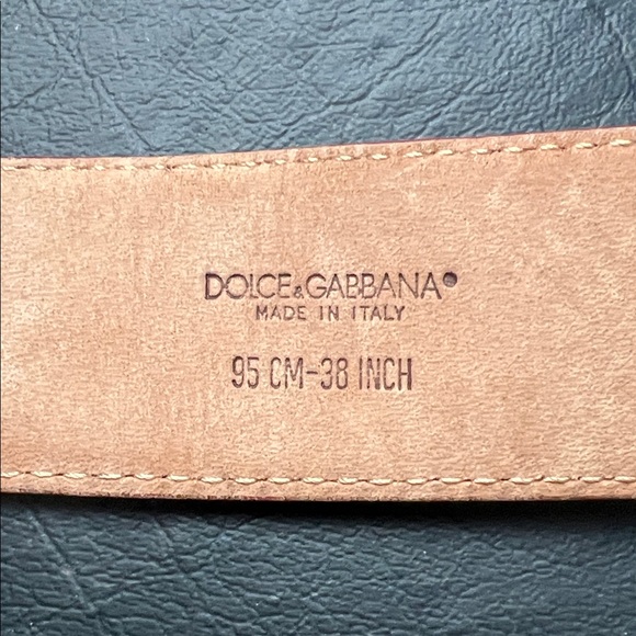 Dolce & Gabbana Red Textured Belt with Gold Buckle